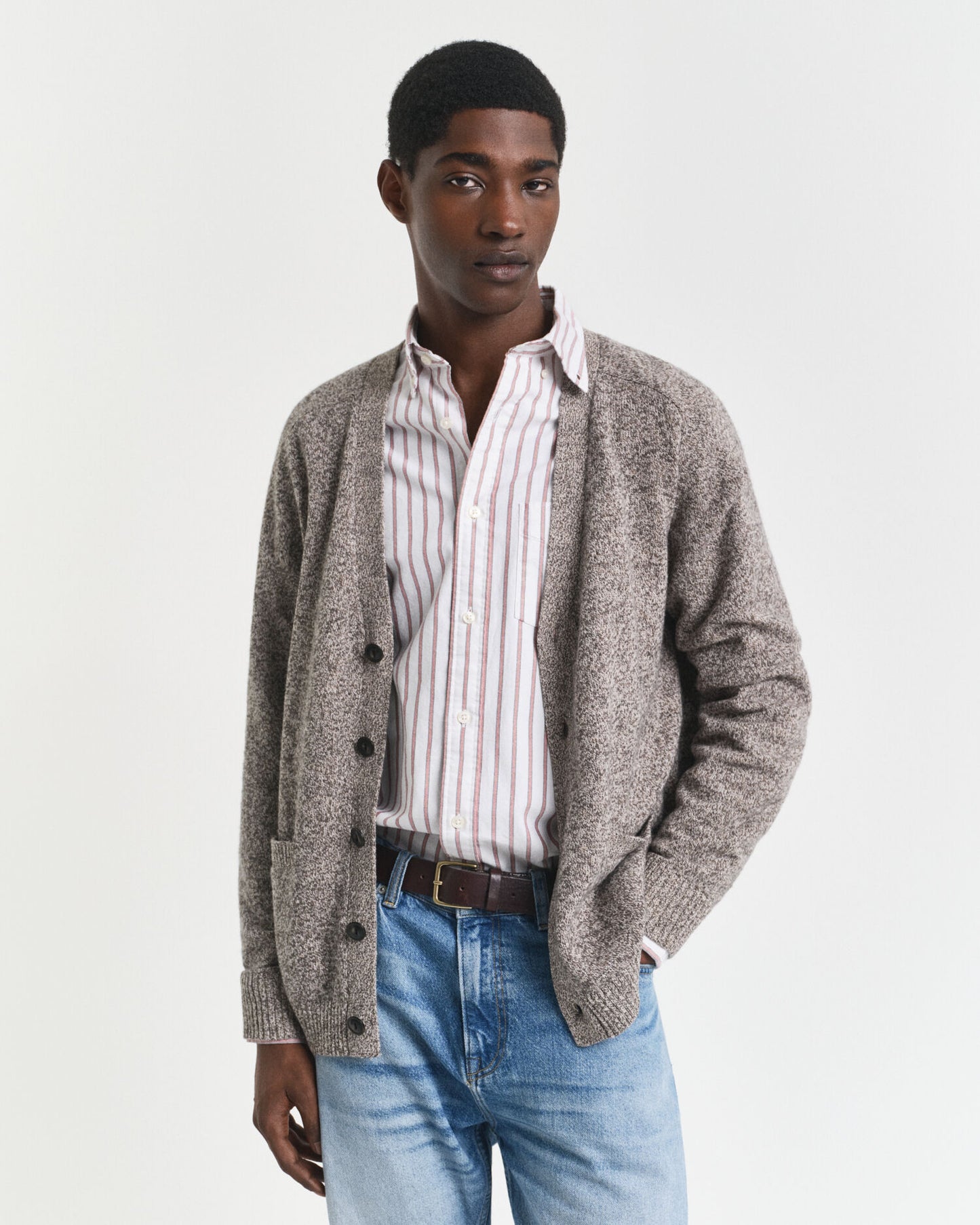 Cardigan mouliné en mélange de laine