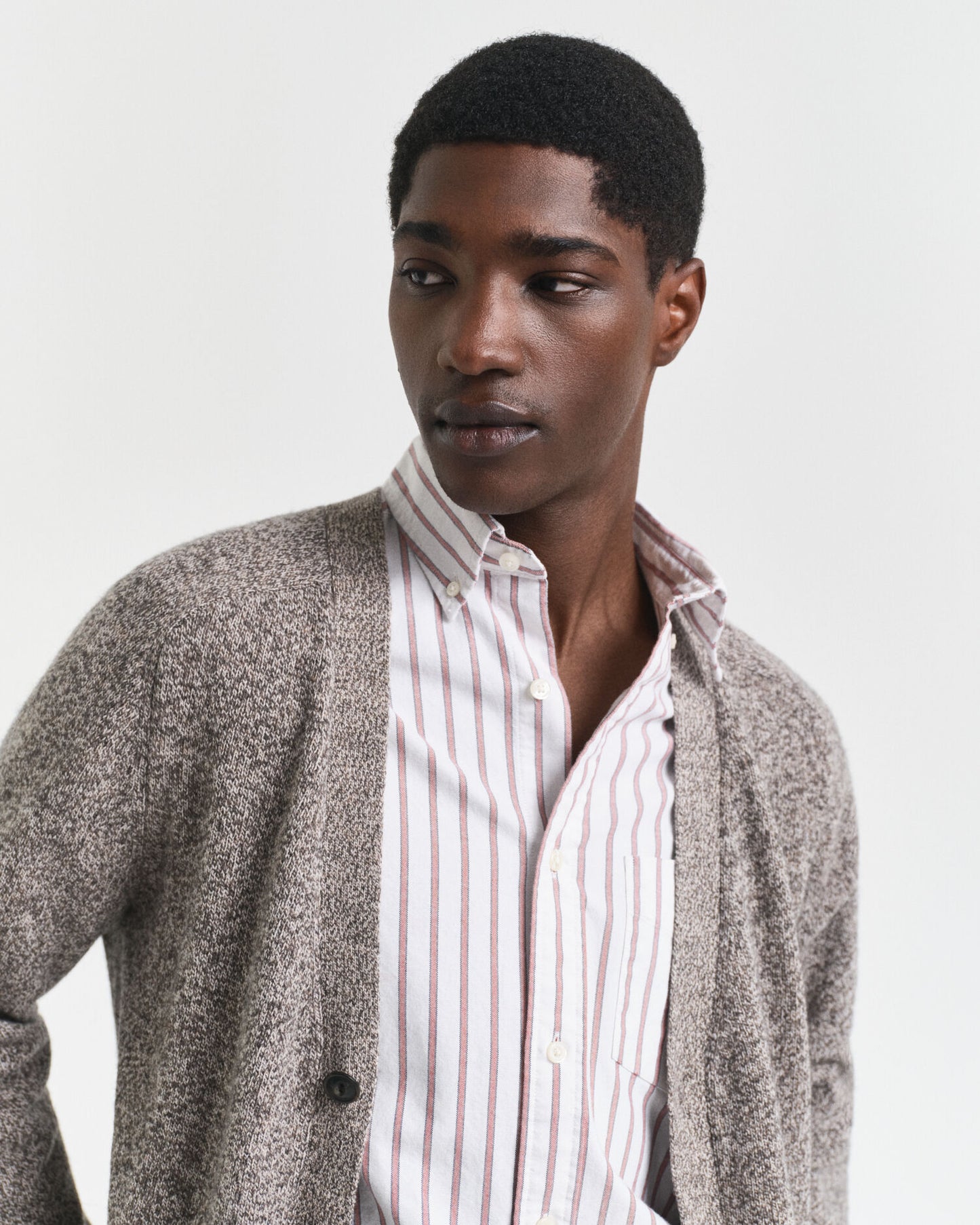 Cardigan mouliné en mélange de laine