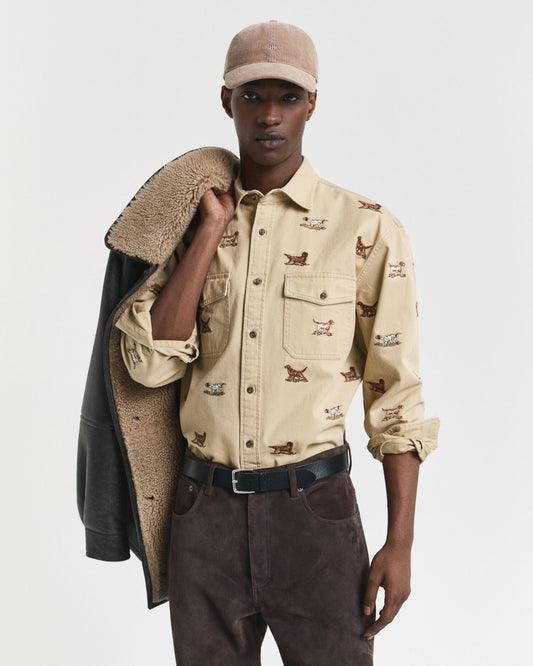 Chemise en twill brodé coupe décontractée