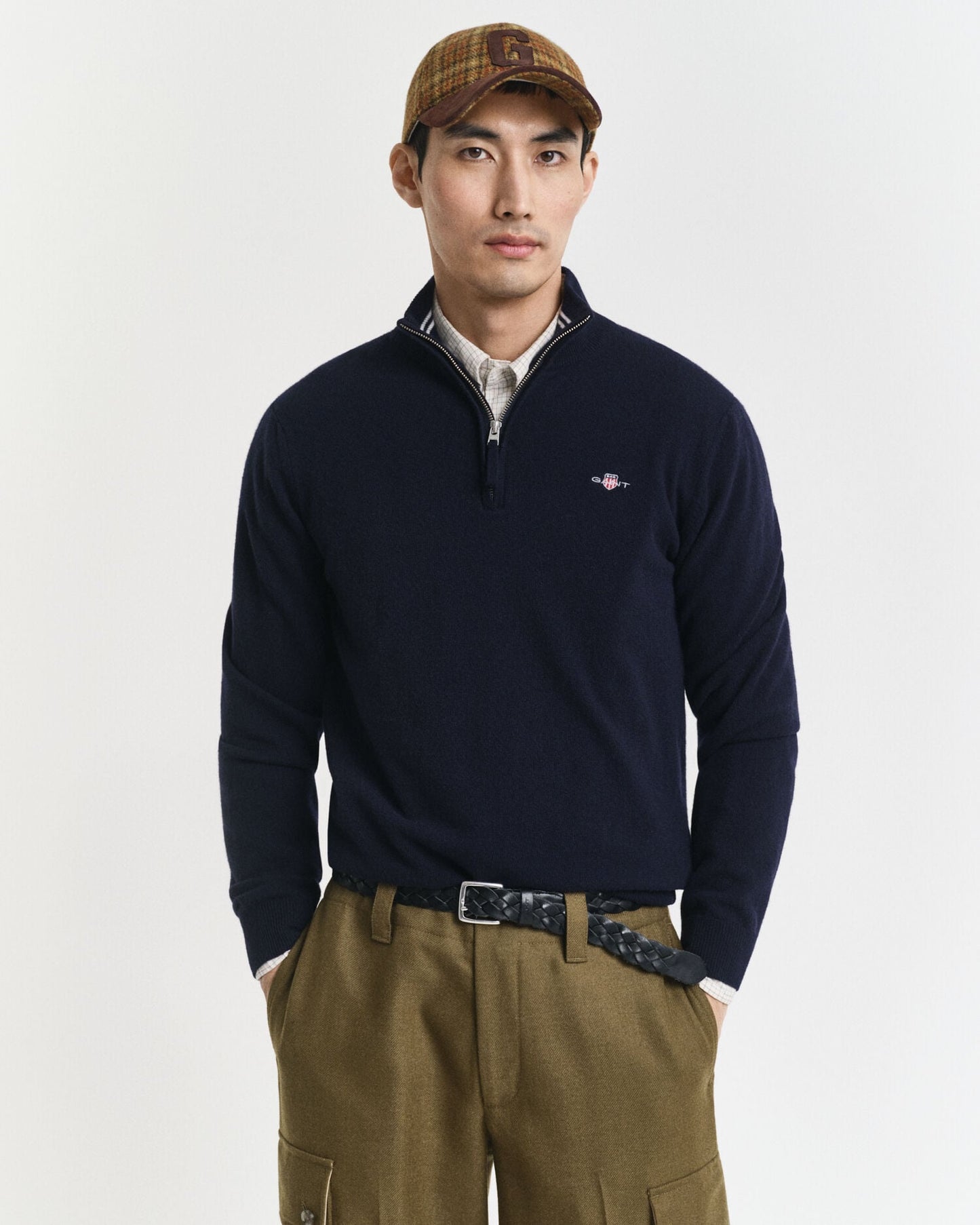 Pull demi-zip en lambswool superfine