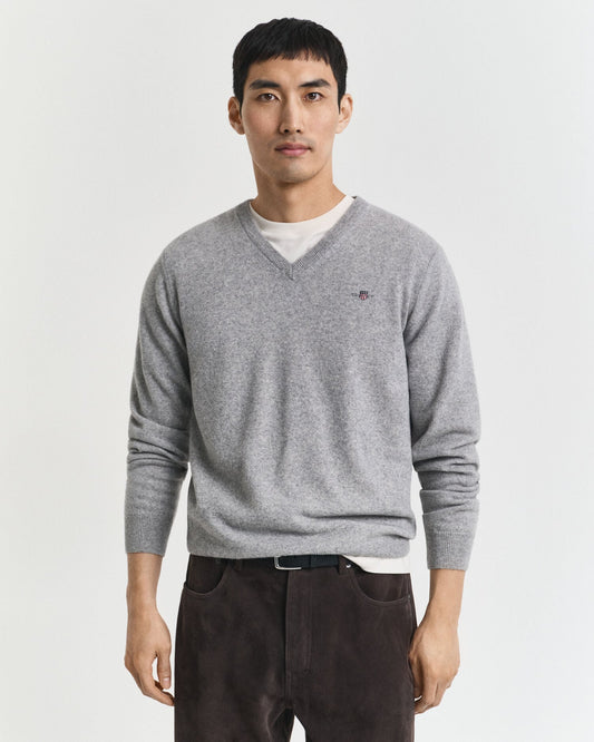 Superfeiner Lammwoll-V-Pullover