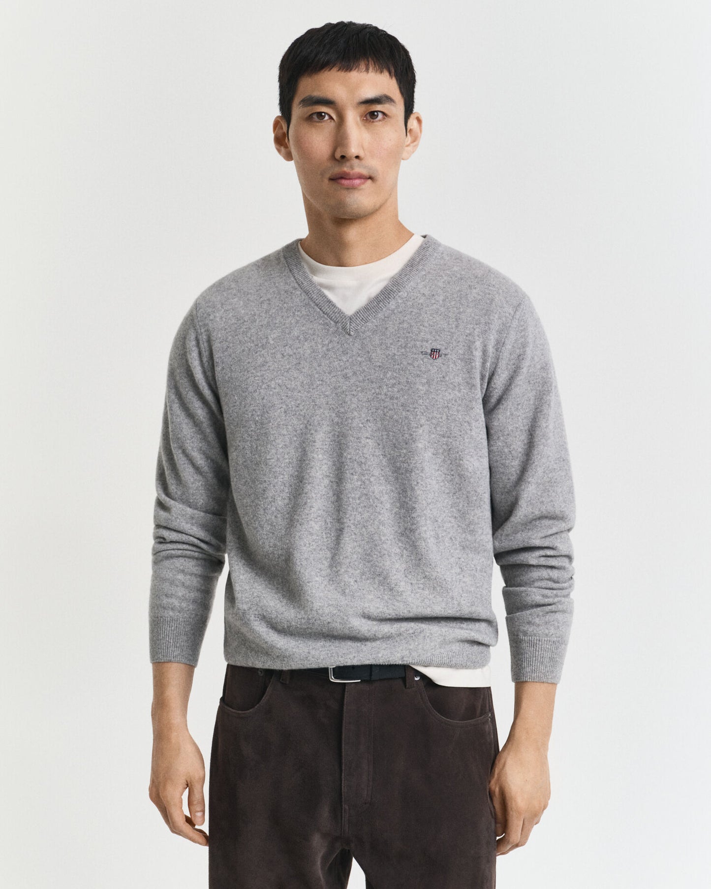 Feine Lammwoll-V-Ausschnitt-Pullover