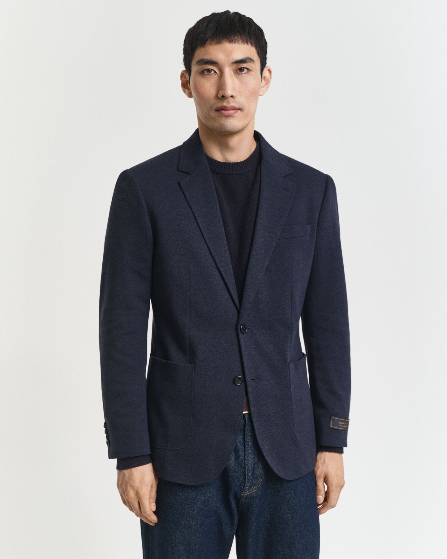 Blazer en jersey piqué bicolore coupe ajustée