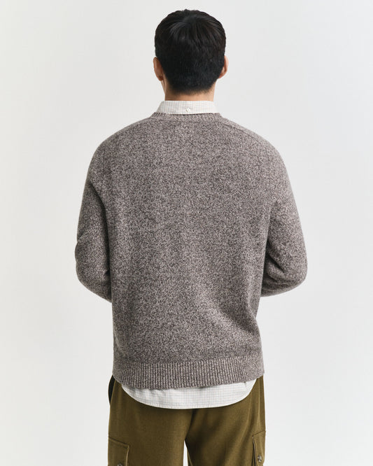 Pullover aus Wollmischung mit Mouliné-Rundhalsausschnitt