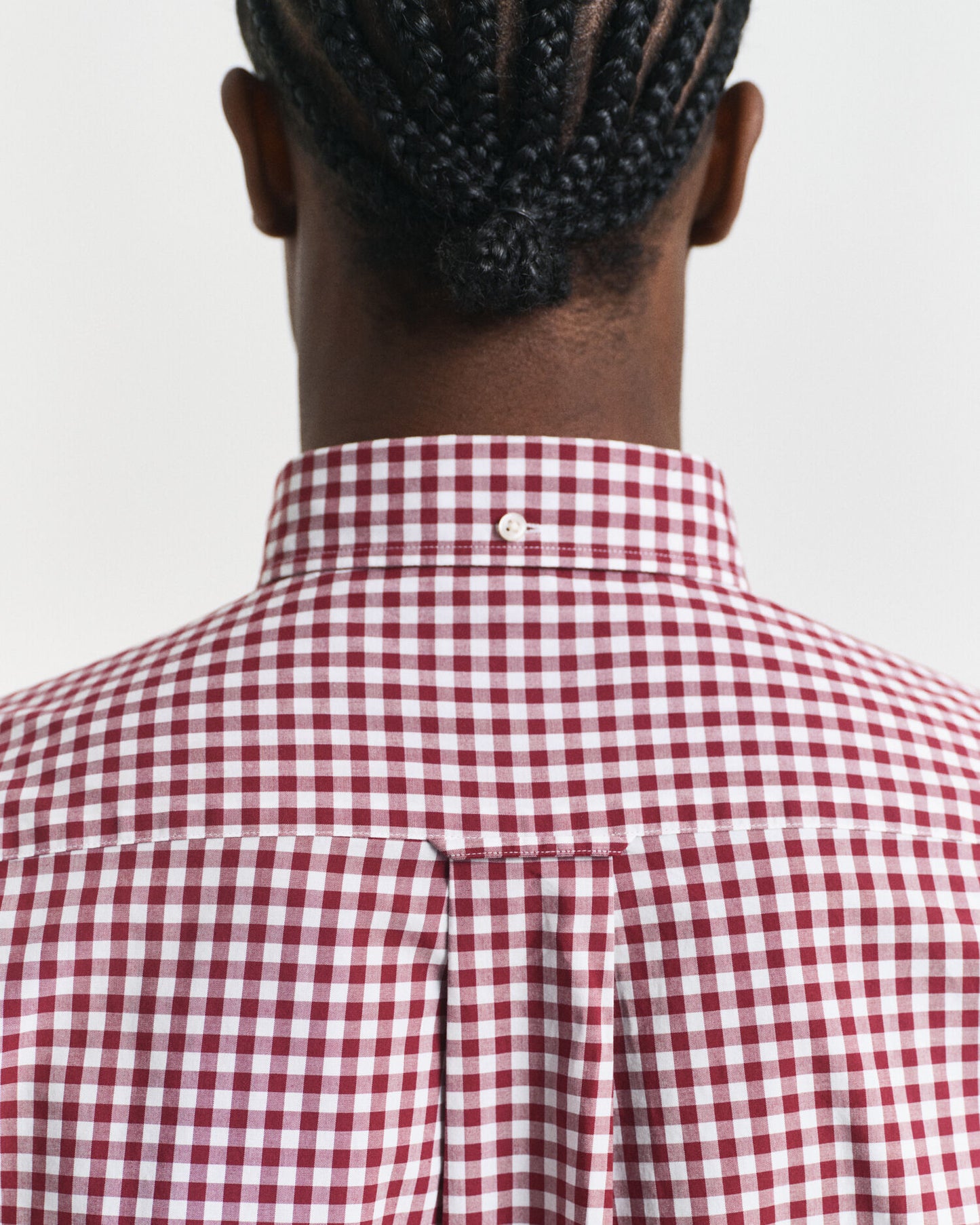 Chemise en popeline de coton à carreaux Gingham coupe droite