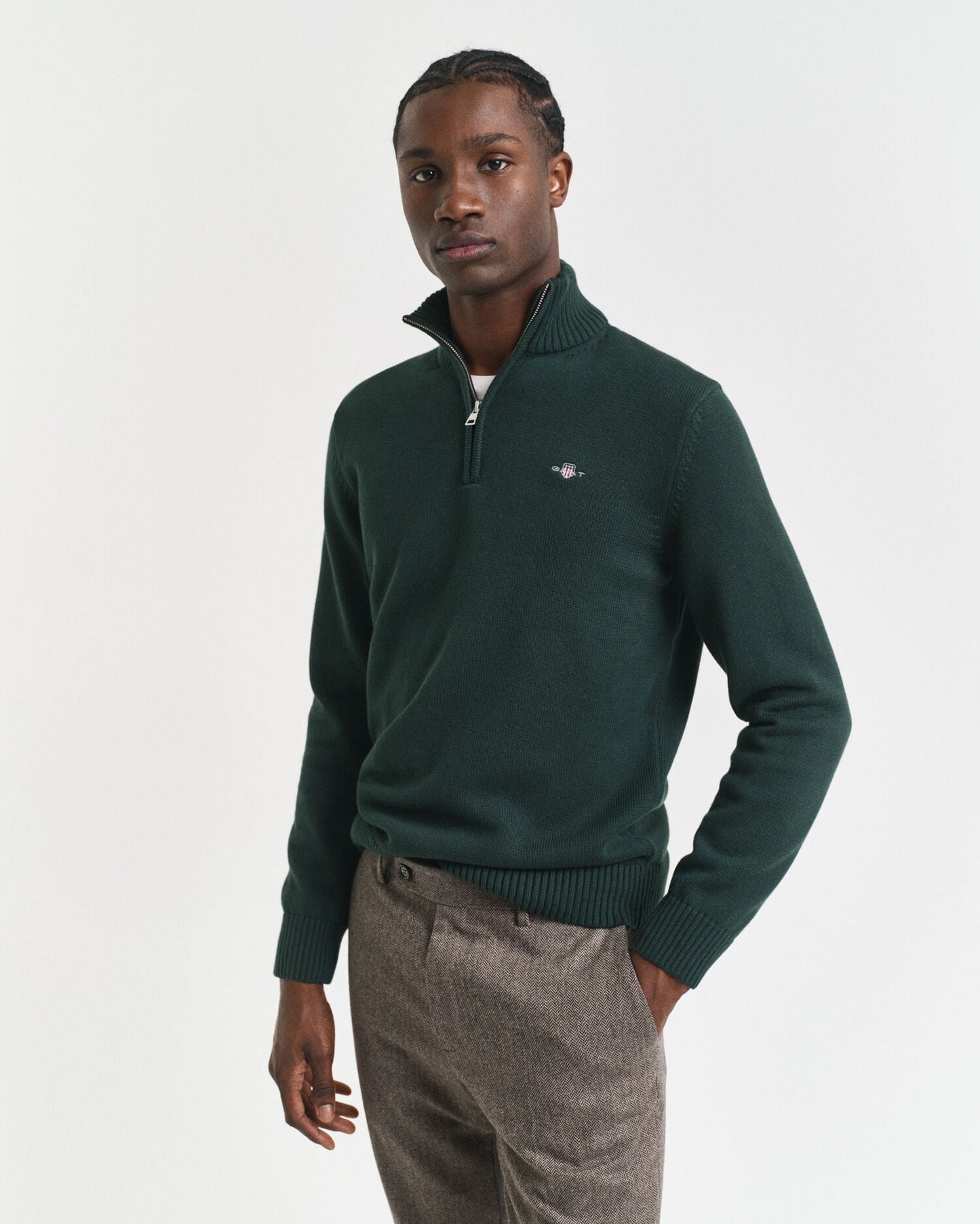 Lässiger Baumwoll-Half-Zip-Pullover