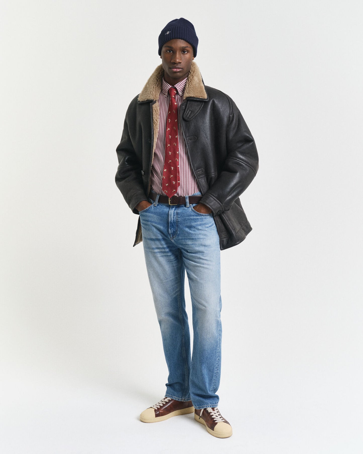 Chemise popeline rayée coupe droite
