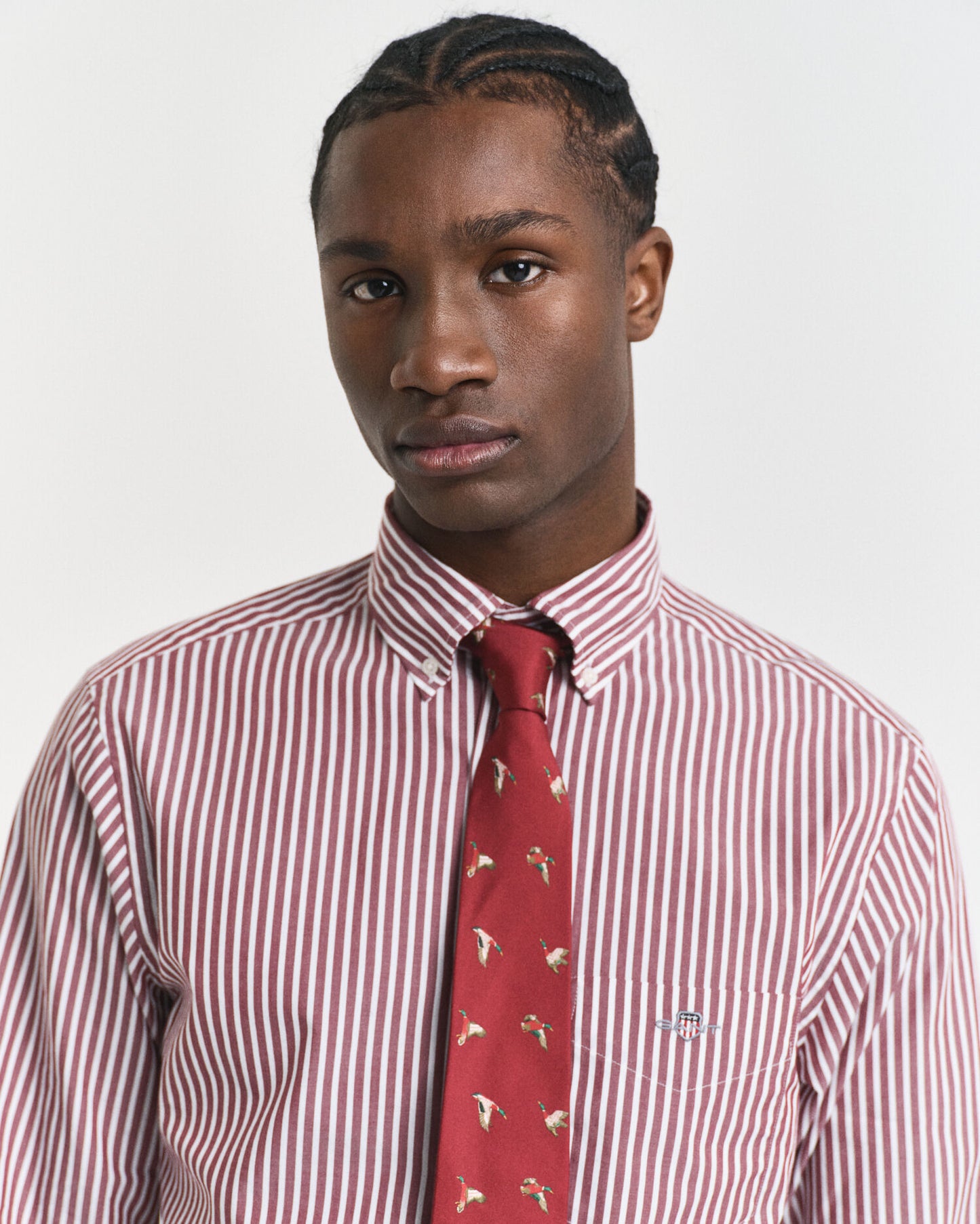 Chemise popeline rayée coupe droite