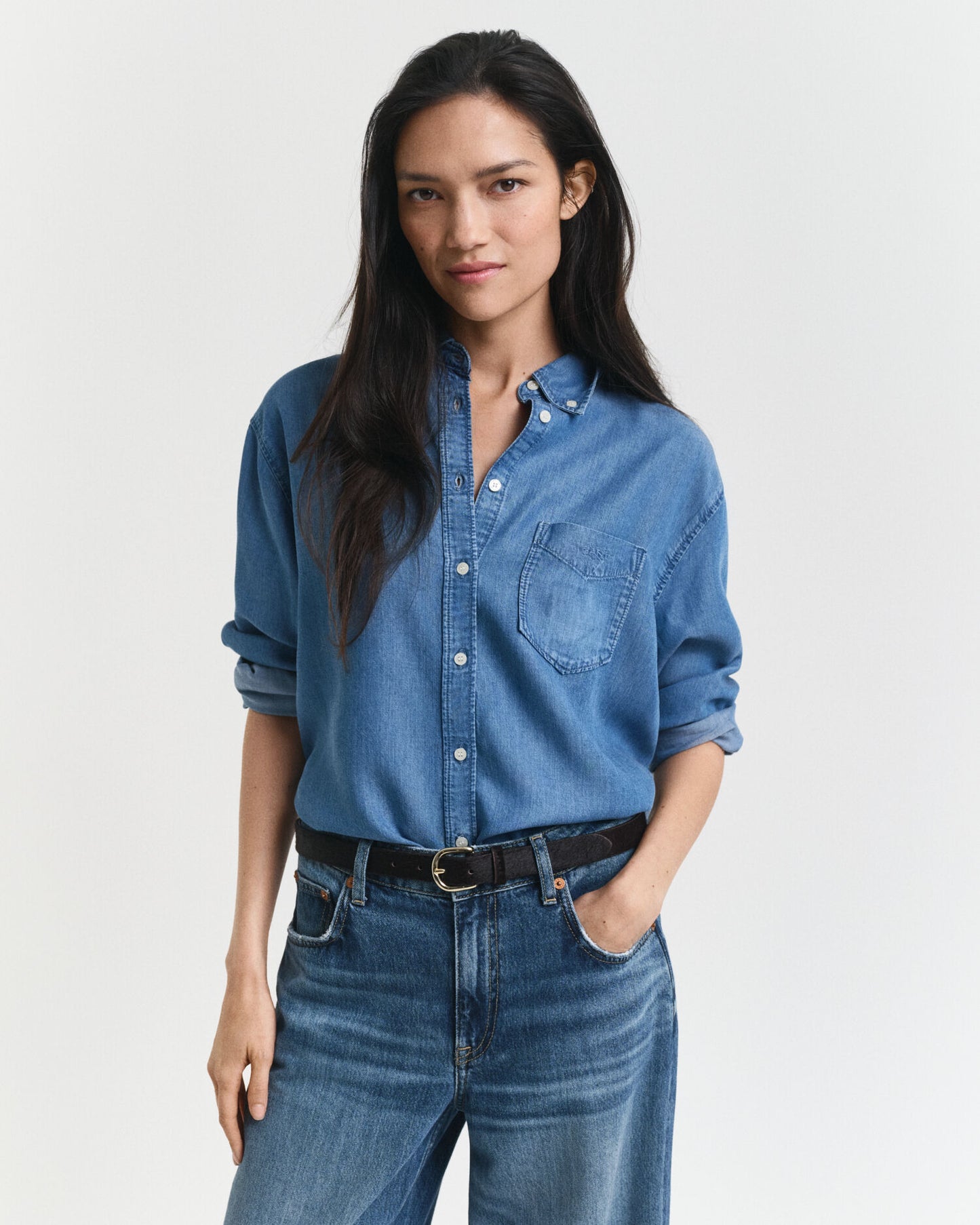 Chemise indigo coupe décontractée