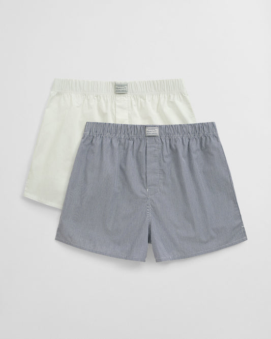 2er-Pack Boxershorts mit Streifen und unifarben
