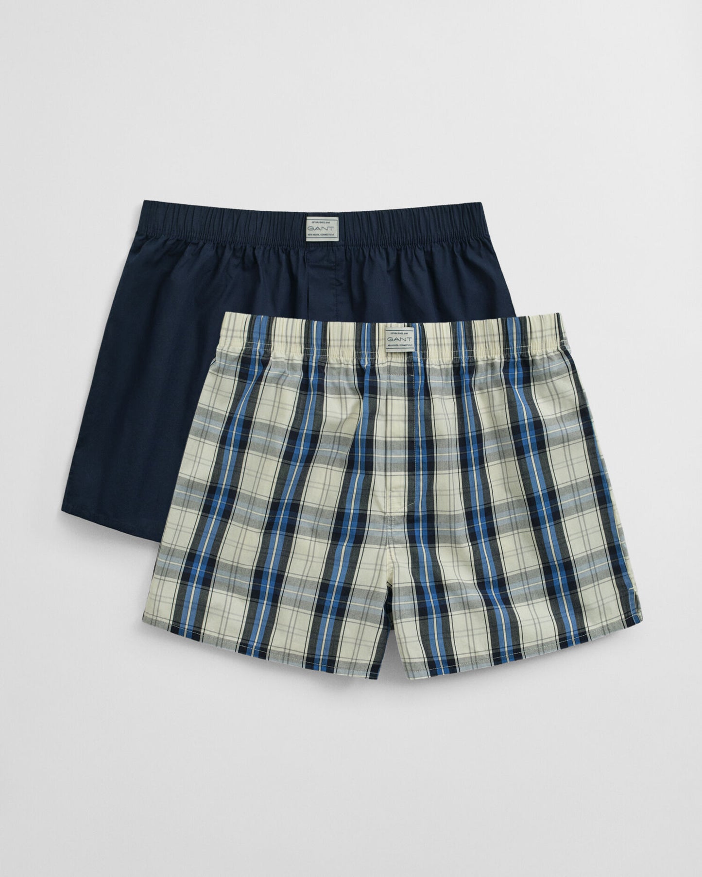 2er-Pack karierte und einfarbige Boxershorts