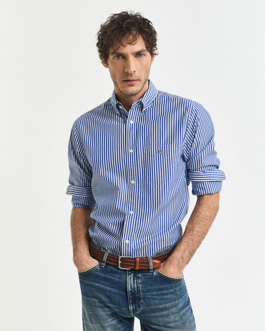 Chemise popeline rayée coupe droite