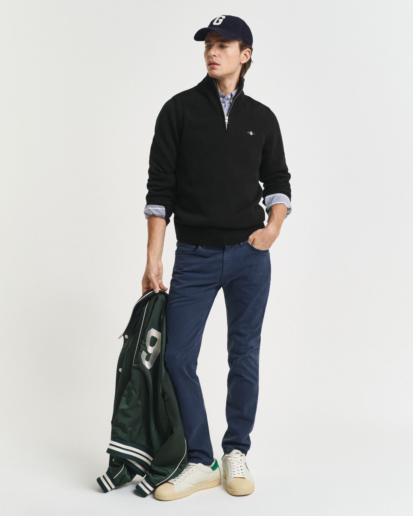 Lässiger Baumwoll-Half-Zip-Pullover